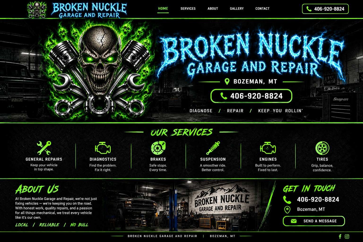 Broken Nuckle Garage and Repair automotive garage graphic